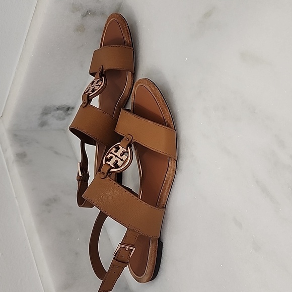 Tory Burch Sandals Straps Brown Rose Gold Size 7.5 - Picture 6 of 12